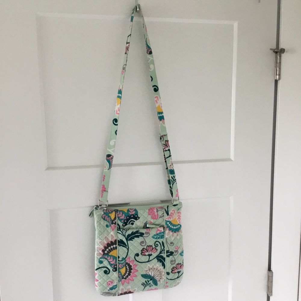 Vera Bradley Floral Shoulder Bag - Mint Green and Pink